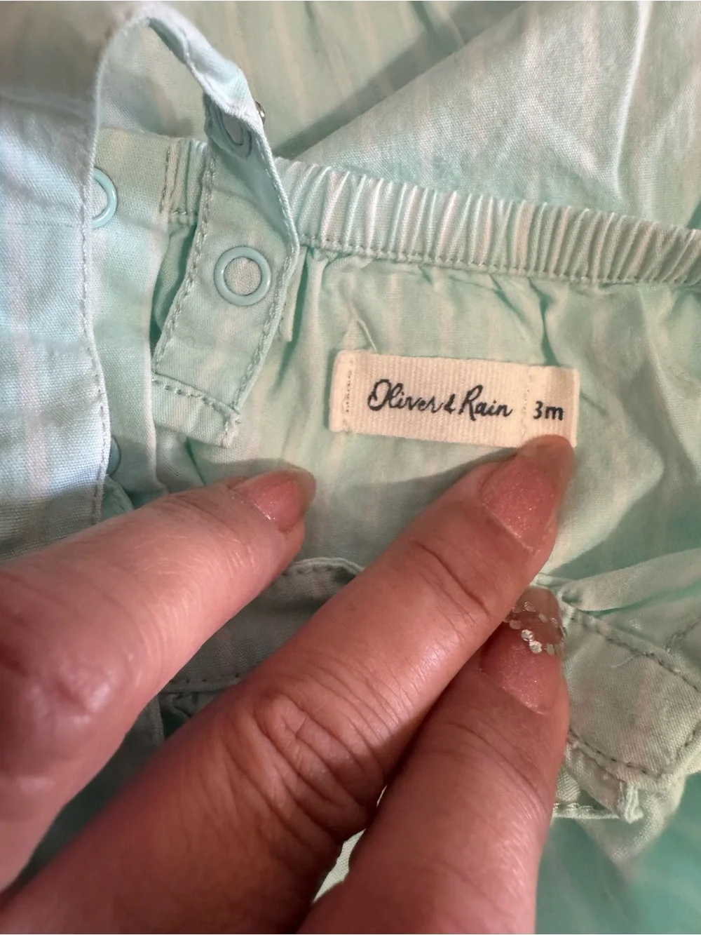 Boho Mint Green & White Stripes Sleeveless Baby Romper